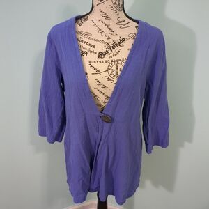 Soft Surroundings purple Duster Topper Kimono petite medium Gauze Button Bendett